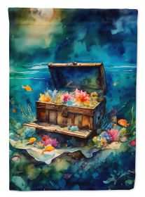 Treasure Chest House Flag Large Porch Sleeve Pole Decorative Outside Yard Banner Artwork Wall Hanging, Polyester, House Size, Multicolor