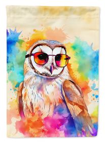 Hippie Animal Barn Owl House Flag Large Porch Sleeve Pole Decorative Outside Yard Banner Artwork Wall Hanging, Polyester, House Size, Multicolor