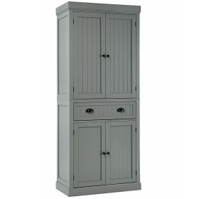 Kitchen Pantry Storage Cabinet with Doors Drawer and Adjustable Shelves (Color: Gray)