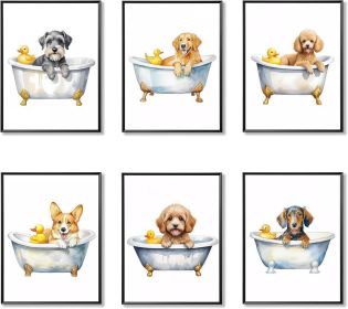 Easter Bunny Wall Art Set of 9, Vintage Spring Rabbit Canvas Prints, Cute Bunny & Easter Egg Paintings (Color: 10"L x 8"W  Dog  Unframed)