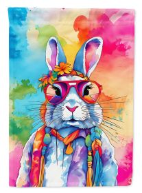 Hippie Animal Rabbit House Flag Large Porch Sleeve Pole Decorative Outside Yard Banner Artwork Wall Hanging, Polyester, House Size, Multicolor (Default: Default)
