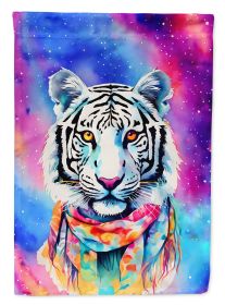 Hippie Animal White Tiger House Flag Large Porch Sleeve Pole Decorative Outside Yard Banner Artwork Wall Hanging, Polyester, House Size, Multicol (Default: Default)