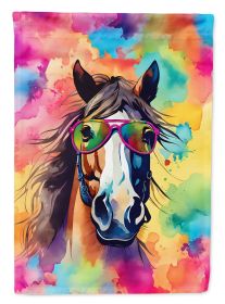 Hippie Animal Horse House Flag Large Porch Sleeve Pole Decorative Outside Yard Banner Artwork Wall Hanging, Polyester, House Size, Multicolor (Default: Default)