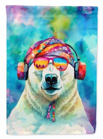 Hippie Animal Polar Bear House Flag Large Porch Sleeve Pole Decorative Outside Yard Banner Artwork Wall Hanging, Polyester, House Size, Multicolo (Default: Default)