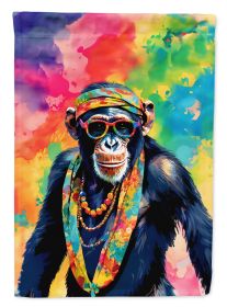 Hippie Animal Chimpanzee House Flag Large Porch Sleeve Pole Decorative Outside Yard Banner Artwork Wall Hanging, Polyester, House Size, Multicolo (Default: Default)
