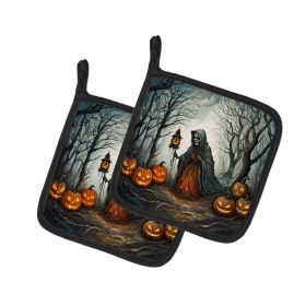 The Weeping Woman Spooky Halloween Pair of Pot Holders Kitchen Heat Resistant Pot Holders Sets Oven Hot Pads for Cooking Baking BBQ, 7 1/2 x 7 1/ (Default: Default)