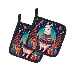 Llama Christmas Pair of Pot Holders Kitchen Heat Resistant Pot Holders Sets Oven Hot Pads for Cooking Baking BBQ, 7 1/2 x 7 1/2 (Default: Default)