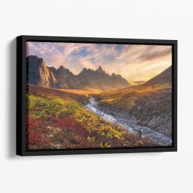 Mountain Paradise Floating Framed Canvas (Color: Black, size: 16" x 12" / 42cm x 30cm (approx))