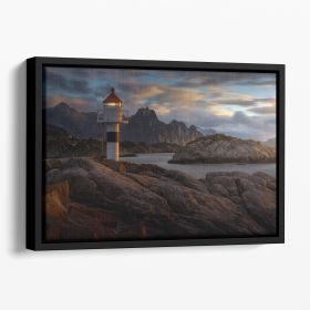 Lofoten Reflections Floating Framed Canvas (Color: Black, size: 40" x 26" / 100cm x 65cm (approx))