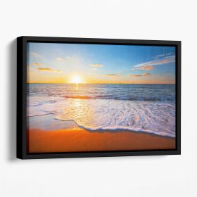 sunset and sea Floating Framed Canvas (Color: Black, size: 36" x 24" / 90cm x 60cm (approx))