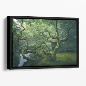 Japanese Tree Floating Framed Canvas (Color: Black, size: 36" x 24" / 90cm x 60cm (approx))