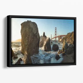 The Golden Gate Bridge Floating Framed Canvas (Color: Black, size: 36" x 24" / 90cm x 60cm (approx))
