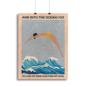 Into the Ocean blue Standard Wall Art Canvas Print or Poster (Type: Poster Print, size: 24" x 16" / 60cm x 40cm approx)
