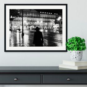 Silhouette In The Streets Framed Print (Color: Black/With White Edging, size: 36" x 24" / 90cm x 60cm (approx))
