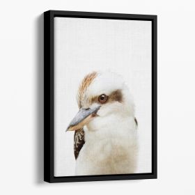 Peekaboo Kookaburra Floating Framed Canvas (Color: Black, size: 16" x 12" / 42cm x 30cm approx)