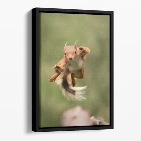 Ninja dancing Floating Framed Canvas (Color: Black, size: 40" x 26" / 100cm x 65cm approx)